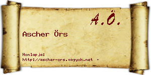 Ascher Örs névjegykártya